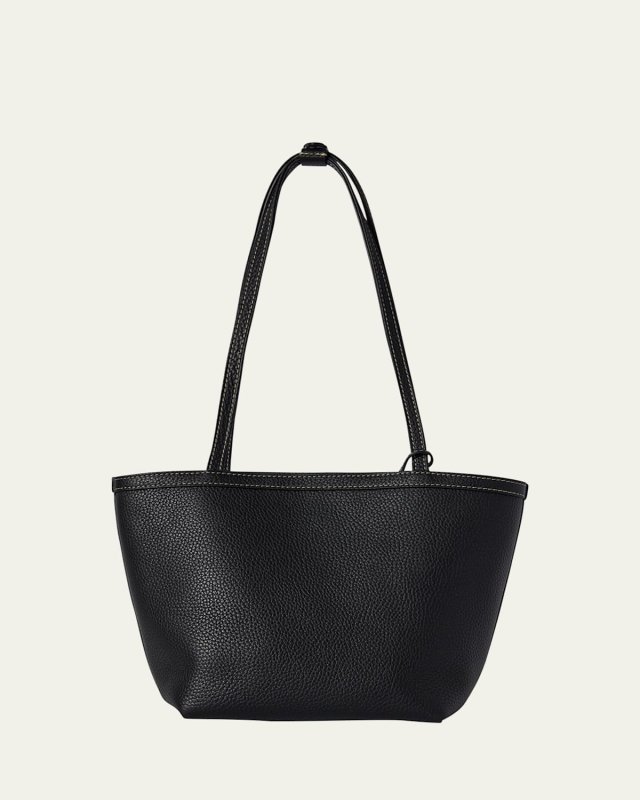 Park Medium Topstitched Tote Bag in Pebbled Leather